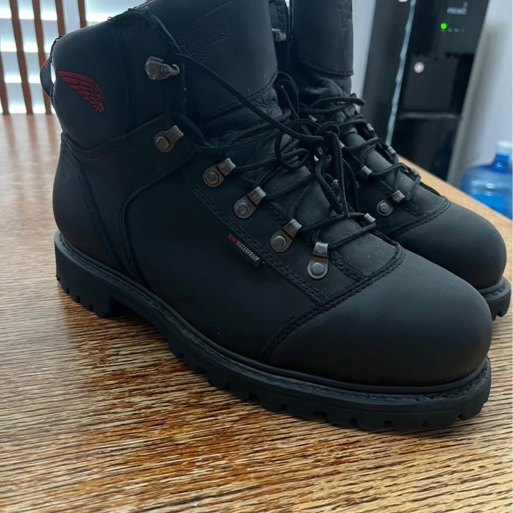 Men's Black Boots Red Wing Shoes 971 Truwelt Steel Safety Toe Waterproof